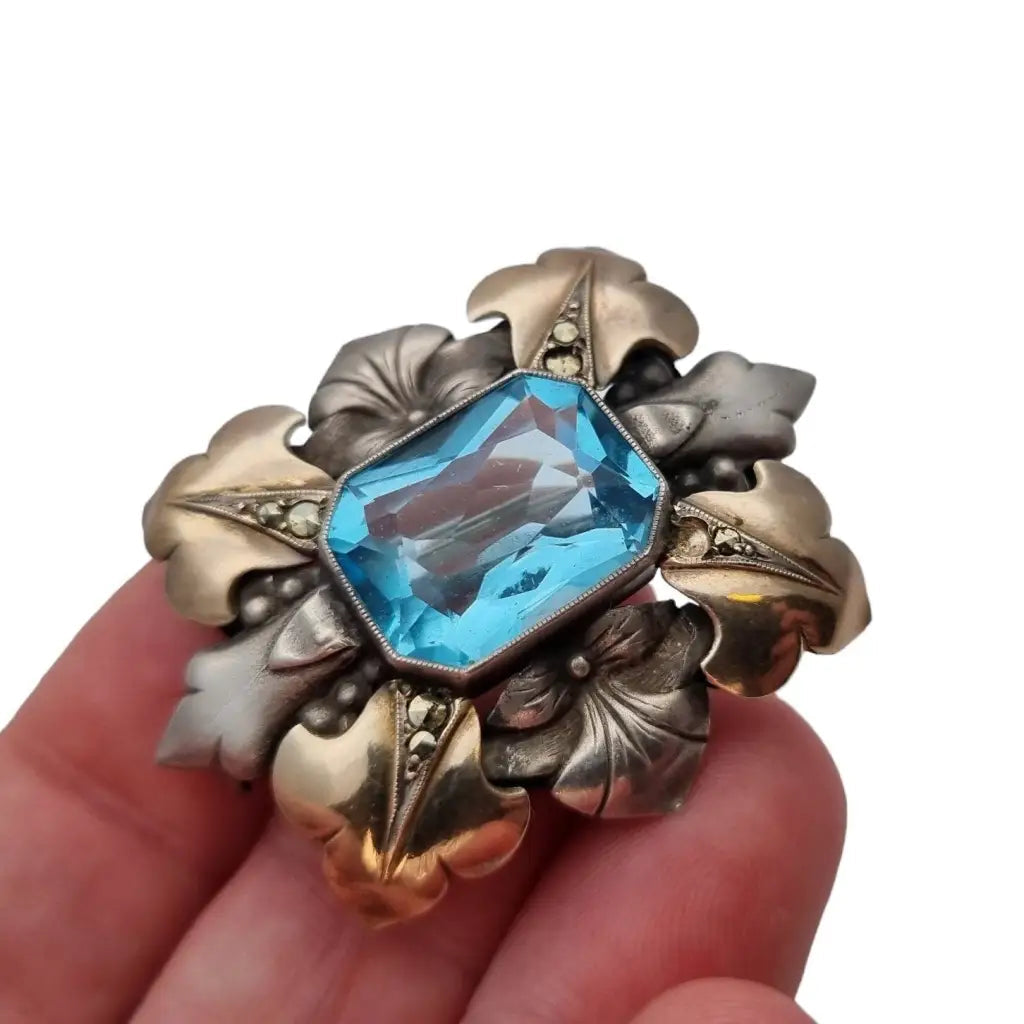 Broche art deco vintage boda de joyería azul regalo para la novia