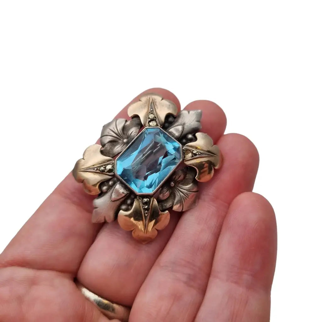 Broche art deco vintage boda de joyería azul regalo para la novia