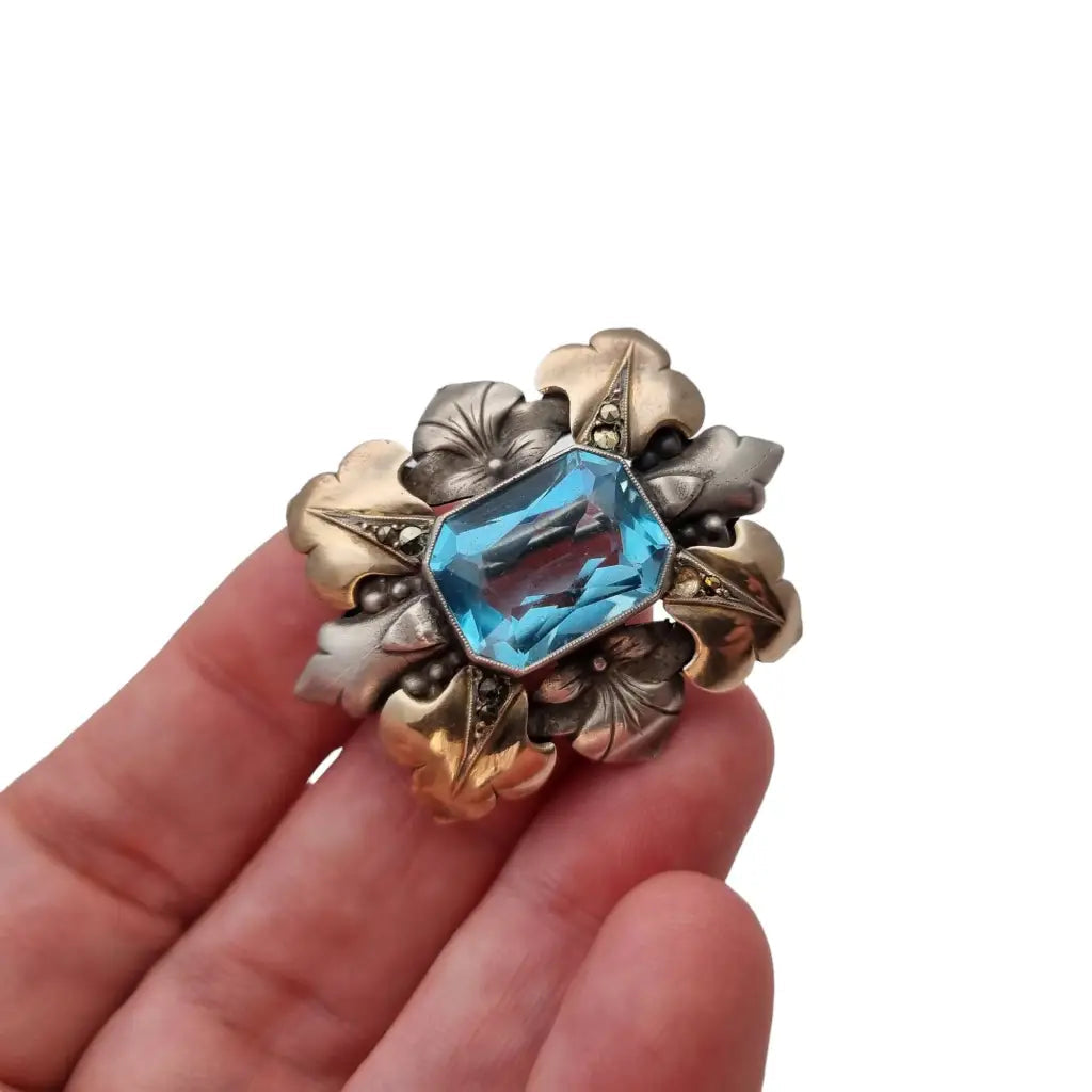 Broche art deco vintage boda de joyería azul regalo para la novia