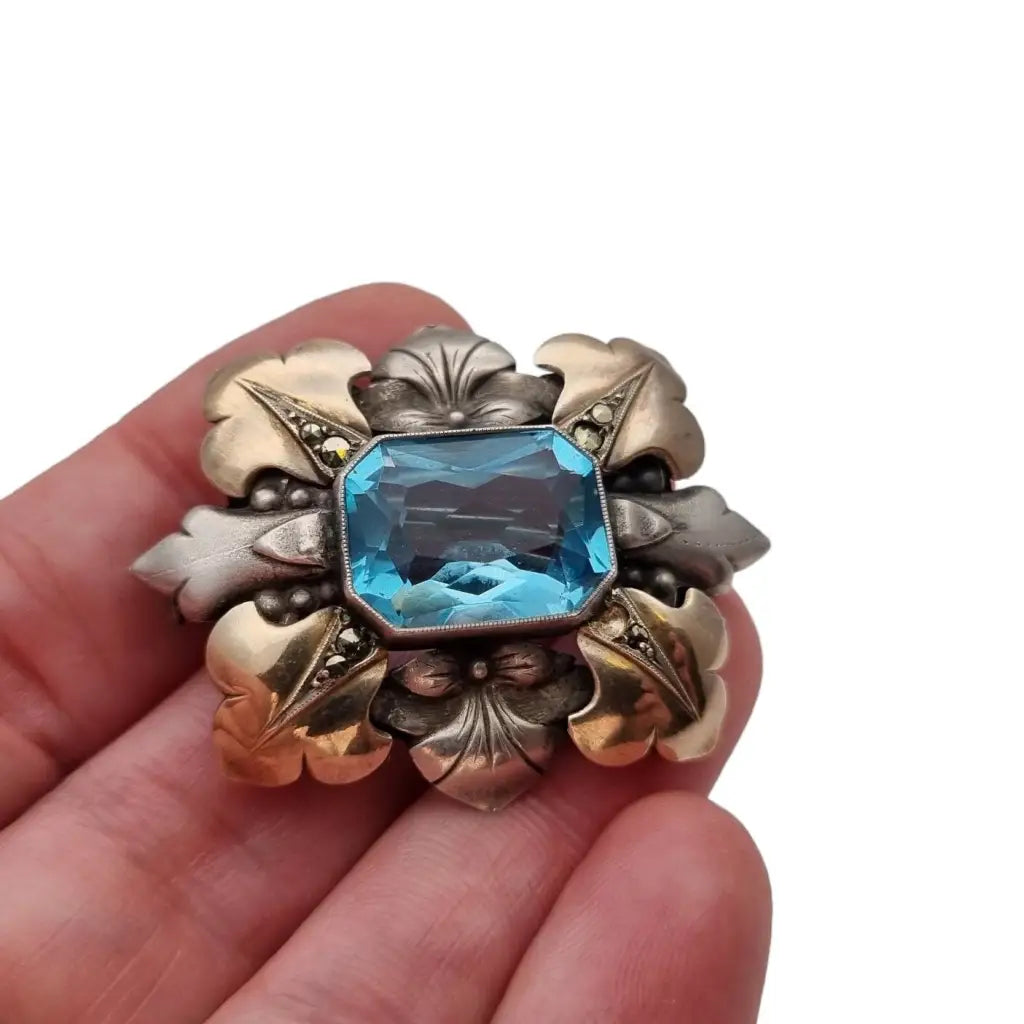 Broche art deco vintage boda de joyería azul regalo para la novia
