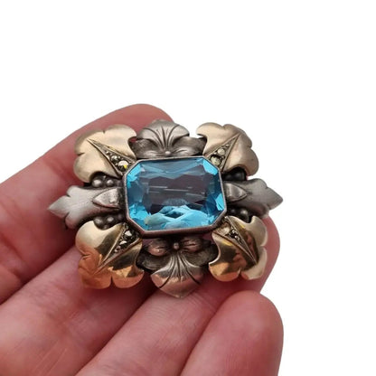 Broche art deco vintage boda de joyería azul regalo para la novia
