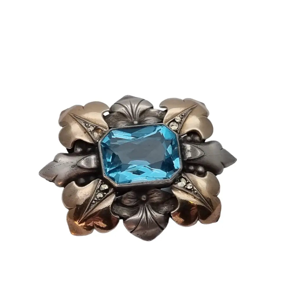 Broche art deco vintage boda de joyería azul regalo para la novia