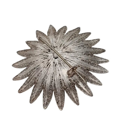 Broche filigrana vintage flor plata broche para mujer regalos