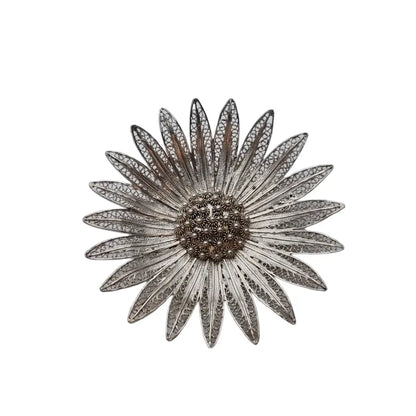 Broche filigrana vintage flor plata broche para mujer regalos