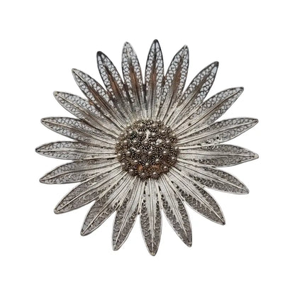 Broche filigrana vintage flor plata broche para mujer regalos