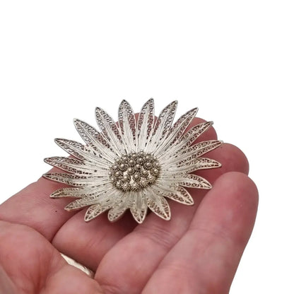 Broche filigrana vintage flor plata broche para mujer regalos