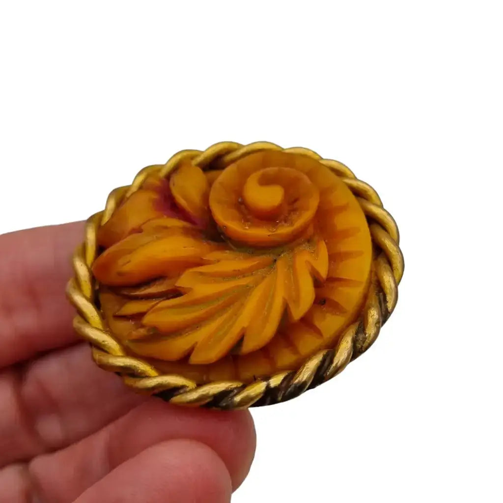 Broche de flor celuloide tallado para mujer espiral floral pasador delicado