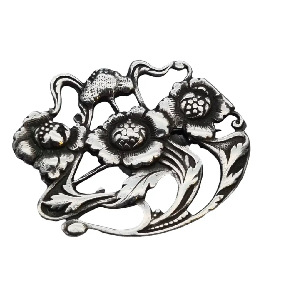 Broche de flores Art Nouveau solapa pin plata art nouveau broche