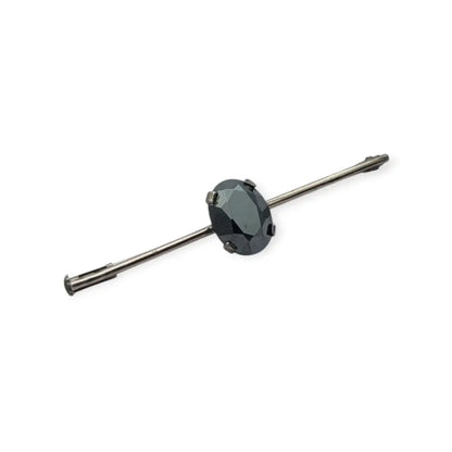 Broche francés Art Decó en plata con hematite ovalado facetado Circa 1915