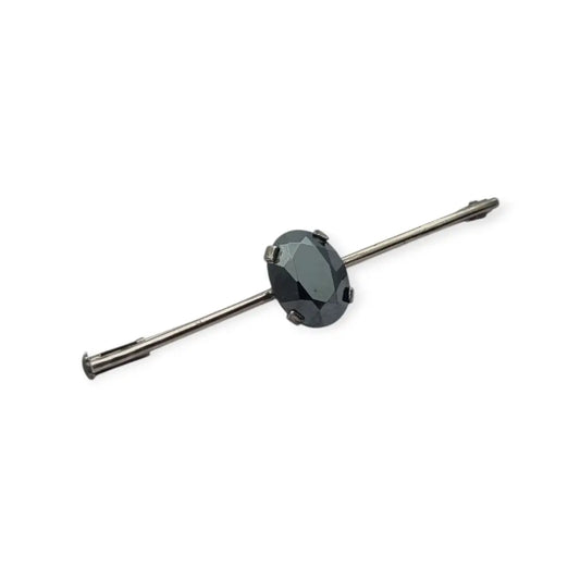 Broche francés Art Decó en plata con hematite ovalado facetado Circa 1915