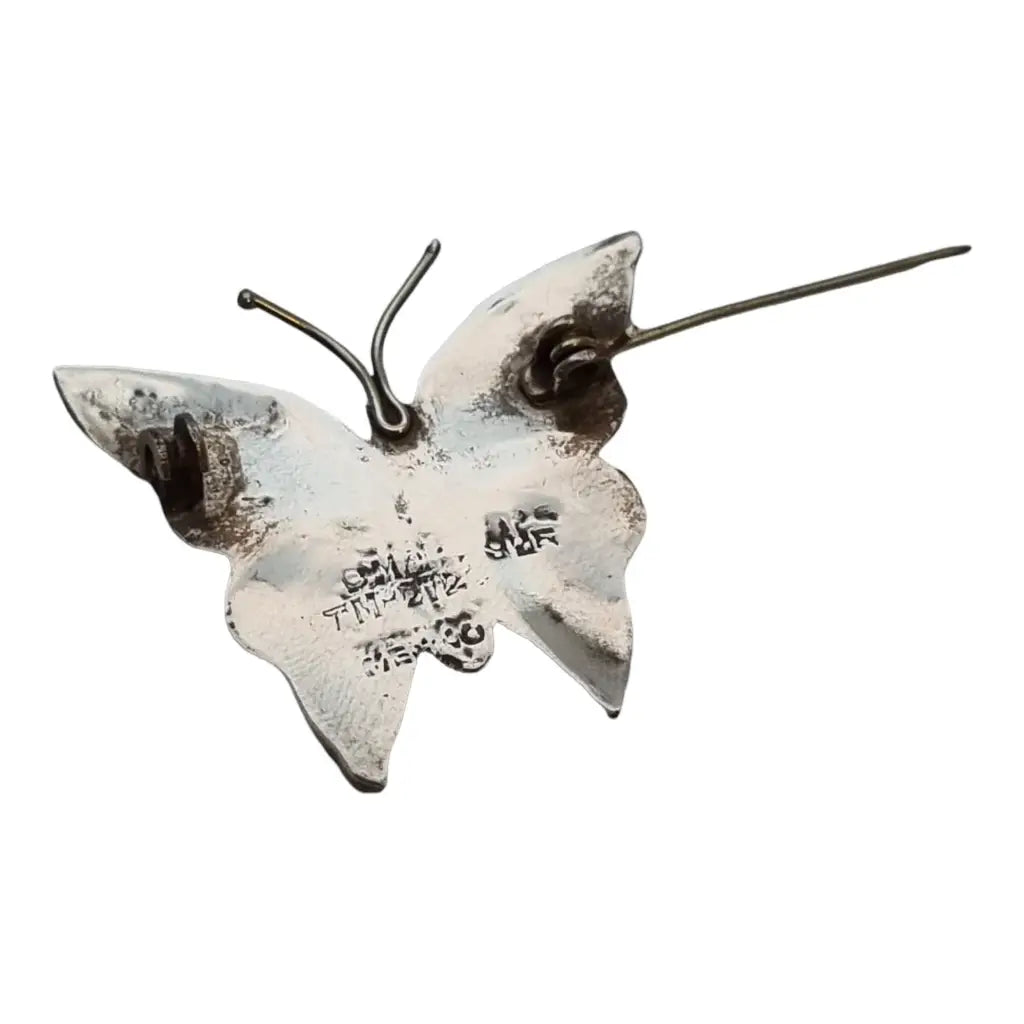 Broche de mariposa en plata alfiler concha abulón joyería