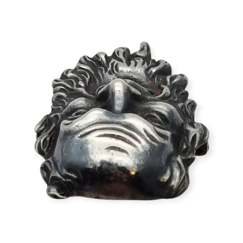 Broche máscara de Dioniso en plata 835 estilo clásico griego rostro teatral