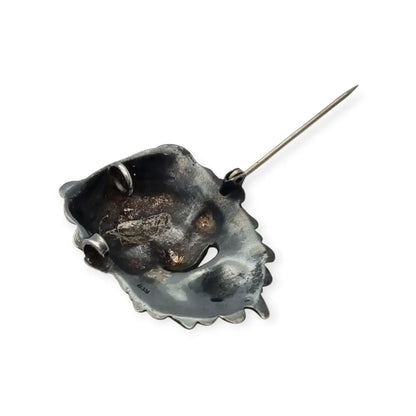 Broche máscara de Dioniso en plata 835 estilo clásico griego rostro teatral
