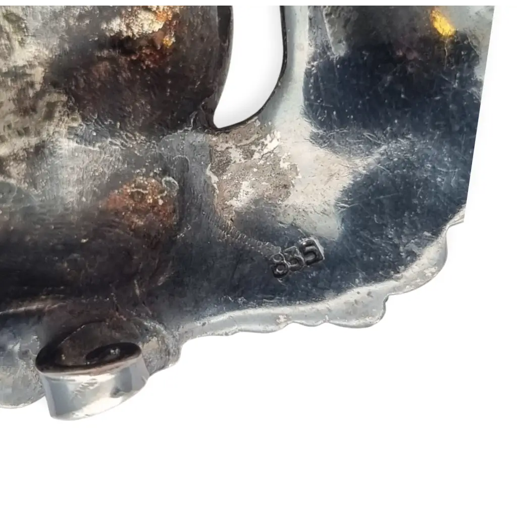 Broche máscara de Dioniso en plata 835 estilo clásico griego rostro teatral