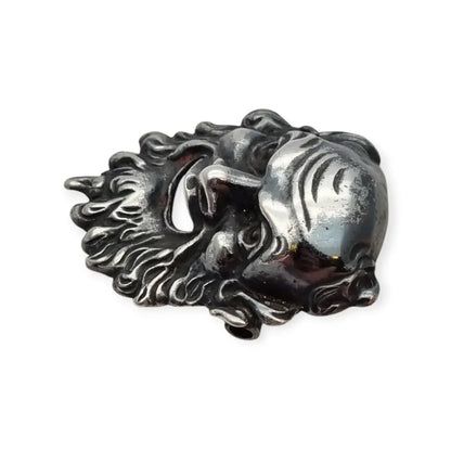 Broche máscara de Dioniso en plata 835 estilo clásico griego rostro teatral