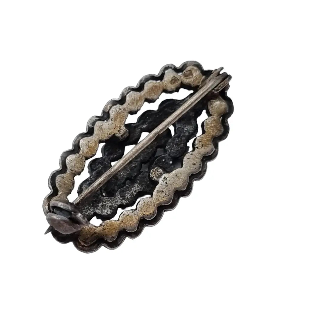 Broche de plata art deco alfiler Vintage granate con marcasitas. Regalo