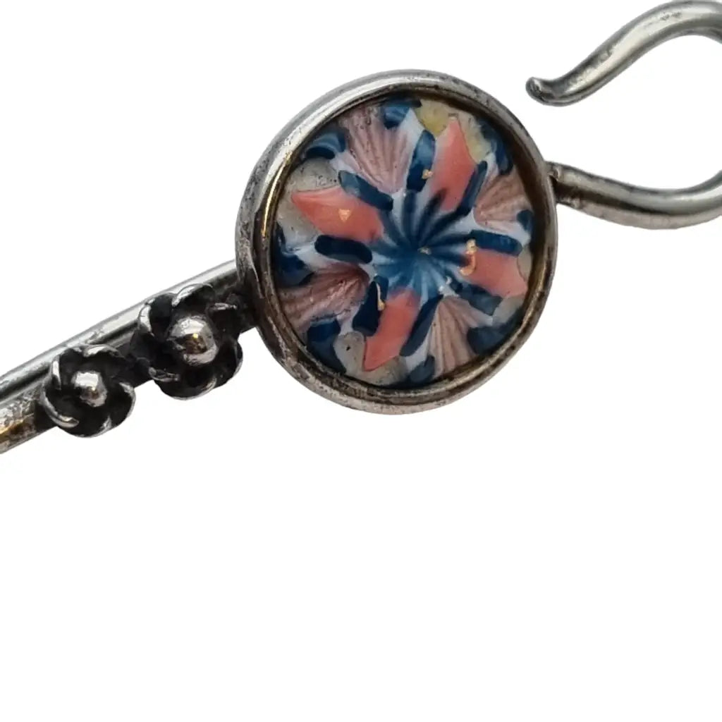 Broche de plata y esmalte vintage para mujer alfiler bufanda regalos
