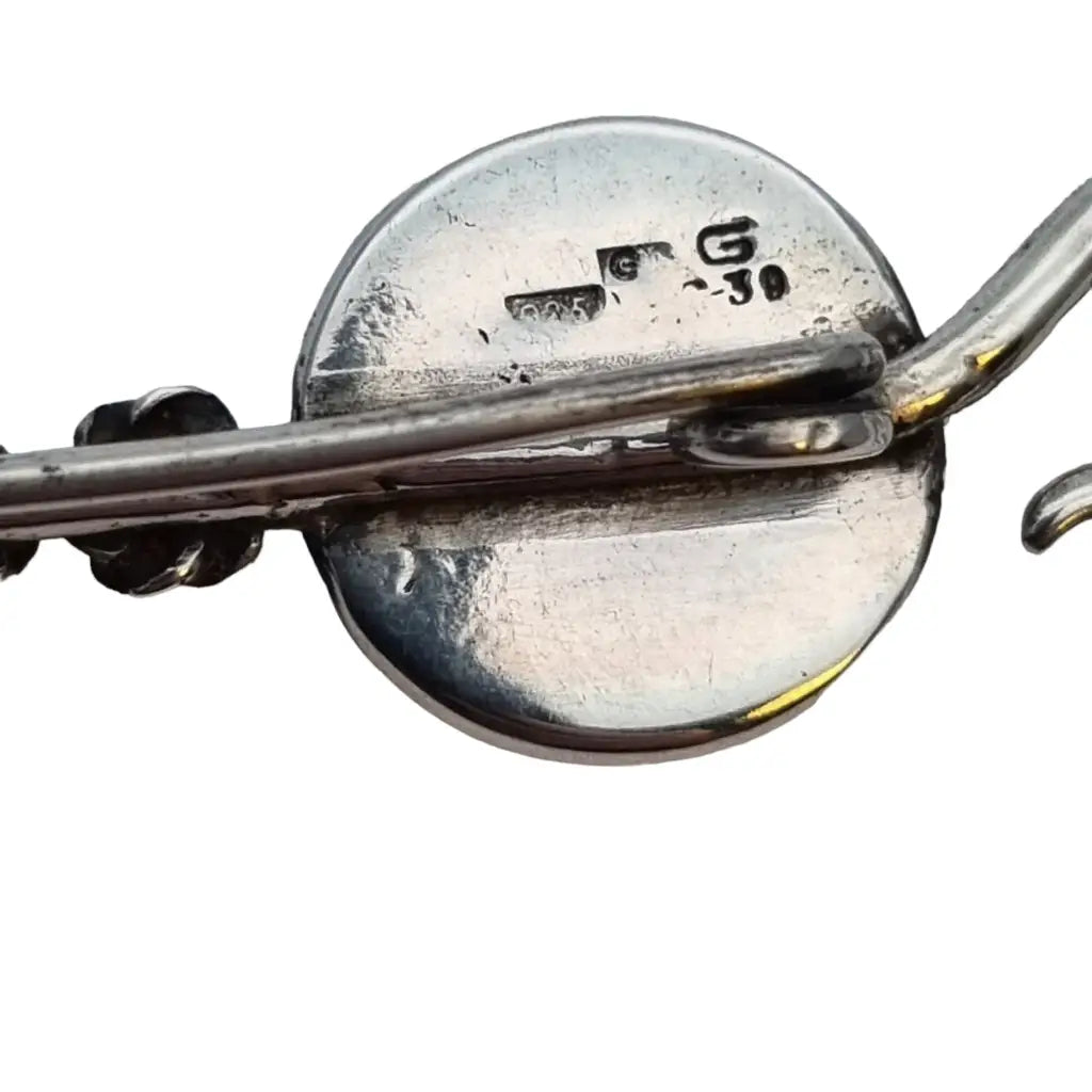 Broche de plata y esmalte vintage para mujer alfiler bufanda regalos