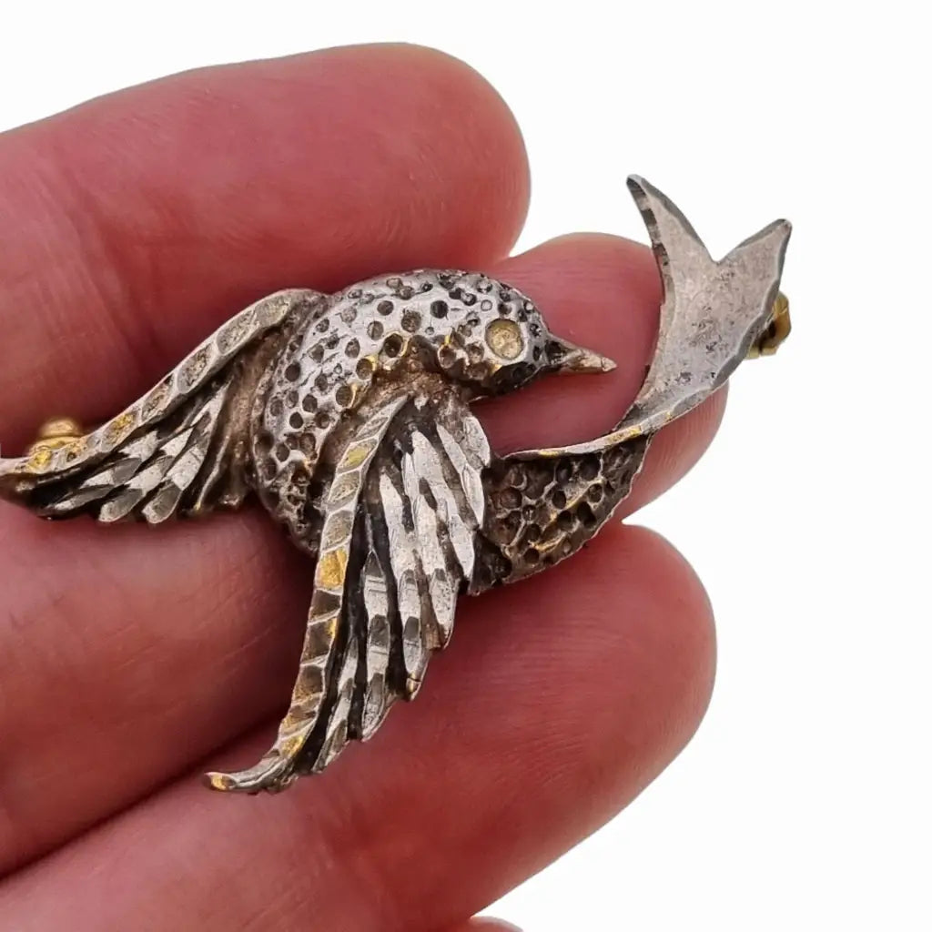 Broche de plata pájaro pasador broche regalo amante
