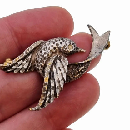 Broche de plata pájaro pasador broche regalo amante