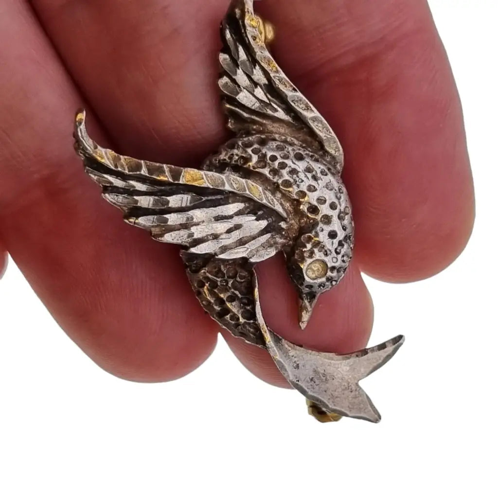 Broche de plata pájaro pasador broche regalo amante
