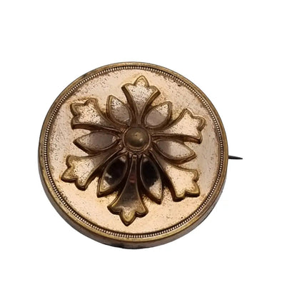 Broche redondo vintage francés victoriano para mujer botón de oro pin delicado