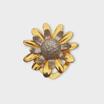 Broche vintage con flor de oro y plata regalo para mujeres retro. Joyería