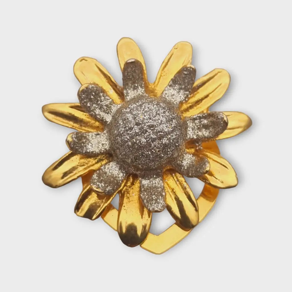 Broche vintage con flor de oro y plata regalo para mujeres retro. Joyería