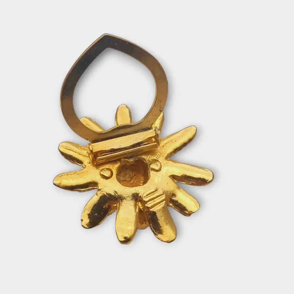 Broche vintage con flor de oro y plata regalo para mujeres retro. Joyería