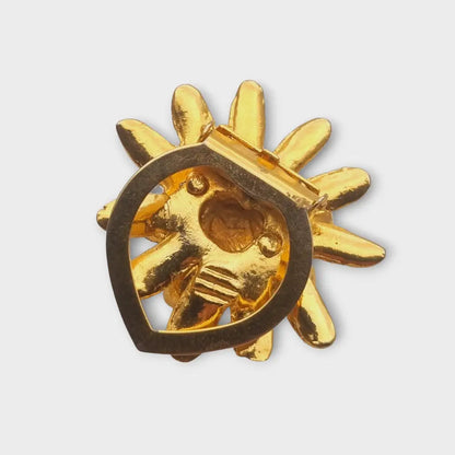 Broche vintage con flor de oro y plata regalo para mujeres retro. Joyería