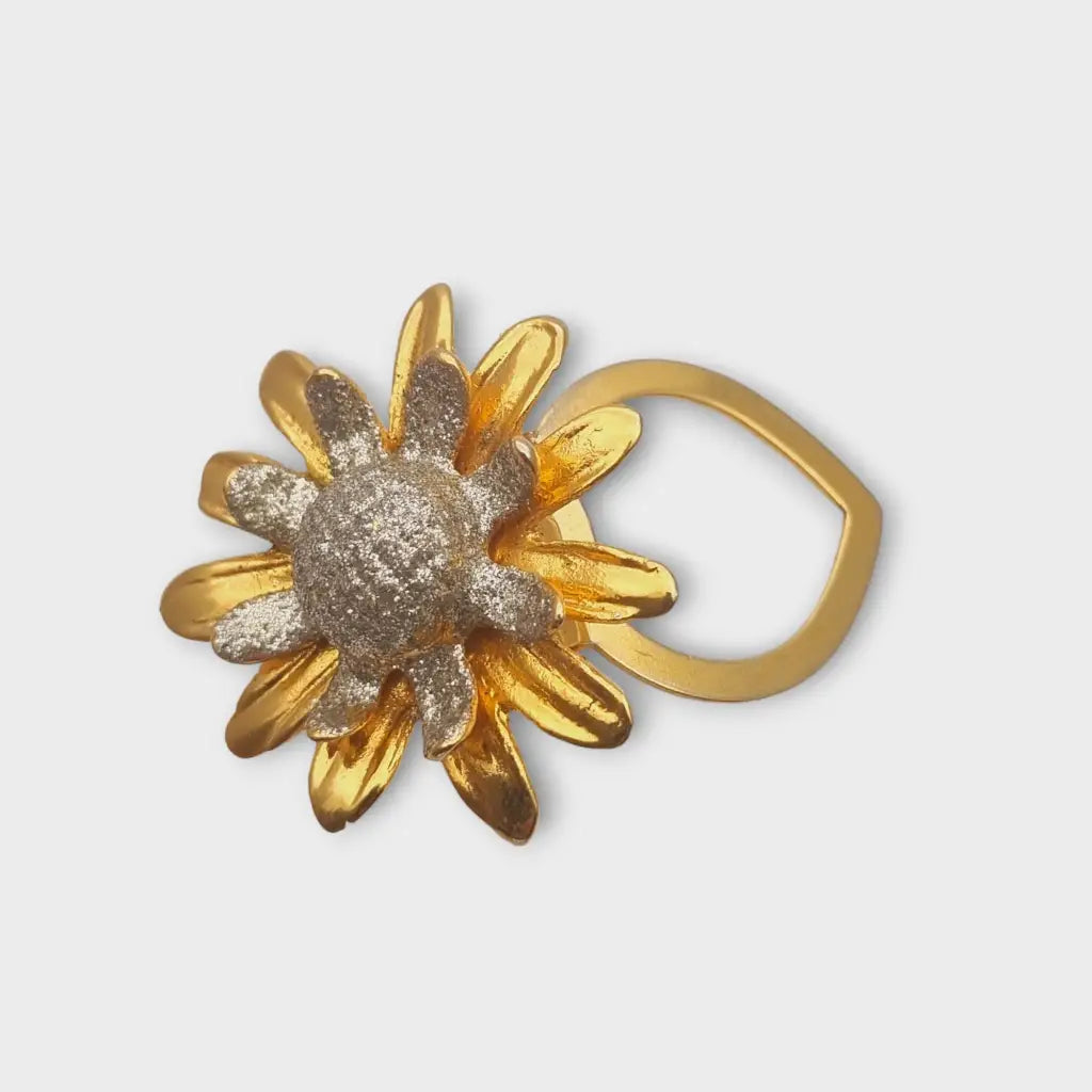 Broche vintage con flor de oro y plata regalo para mujeres retro. Joyería