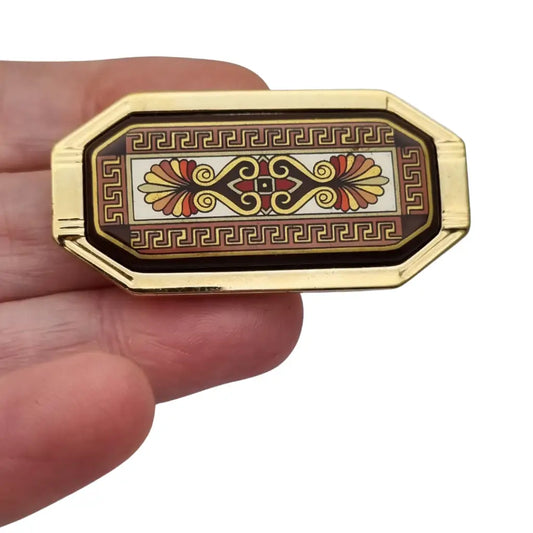 Broche vintage Michaela Frey esmaltado diseño grecorromano Austria años 80.