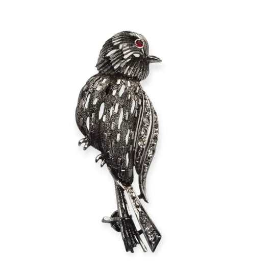 Broche vintage de pájaro plata. Años 50-60. Estilo Hollywood Regency