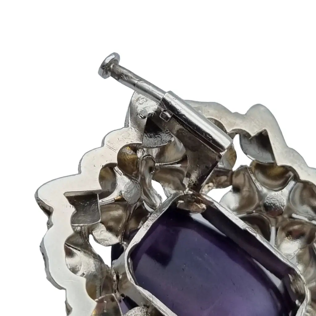Broches vintage art deco para mujer broche de plata flores amatista
