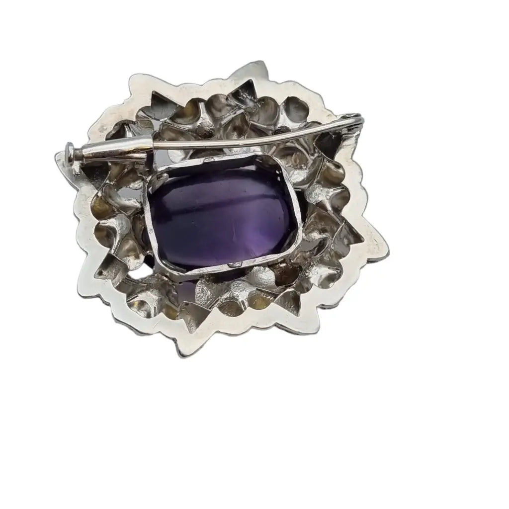 Broches vintage art deco para mujer broche de plata flores amatista