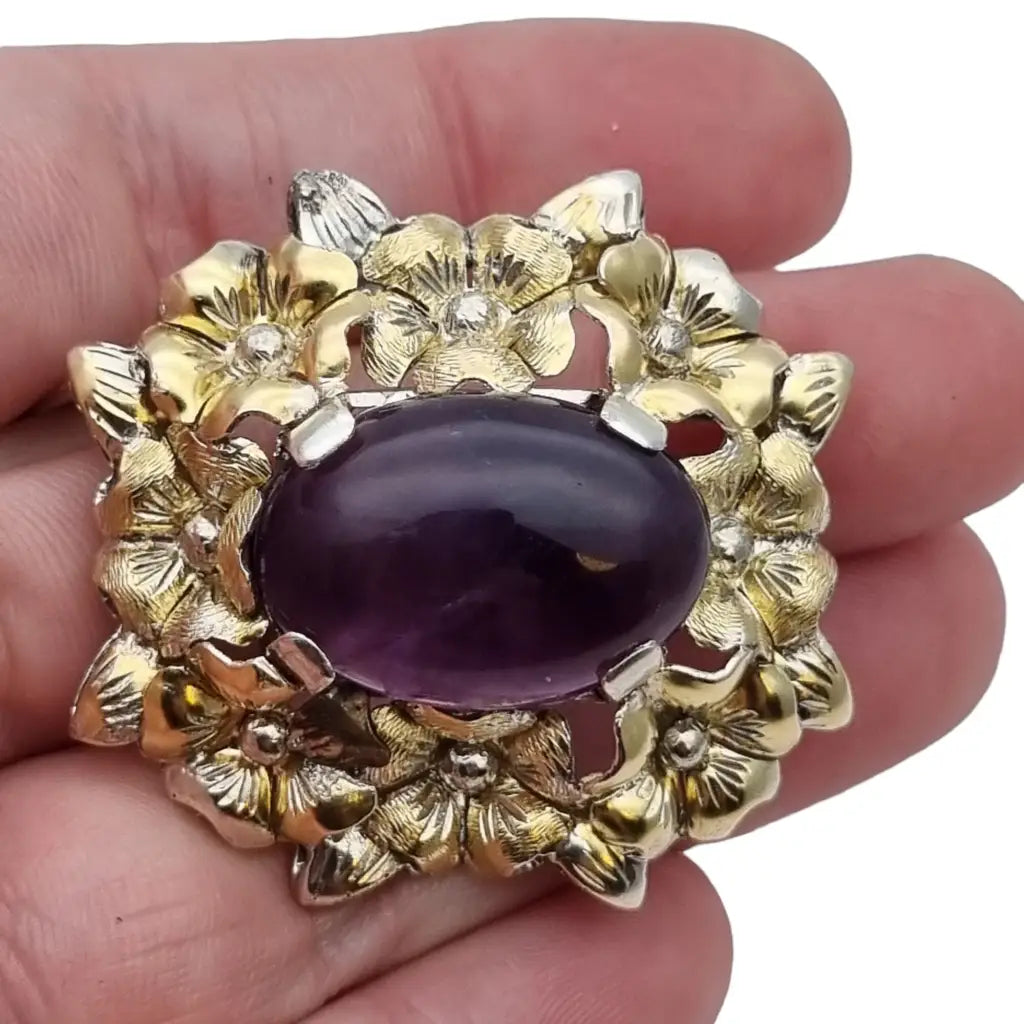 Broches vintage art deco para mujer broche de plata flores amatista