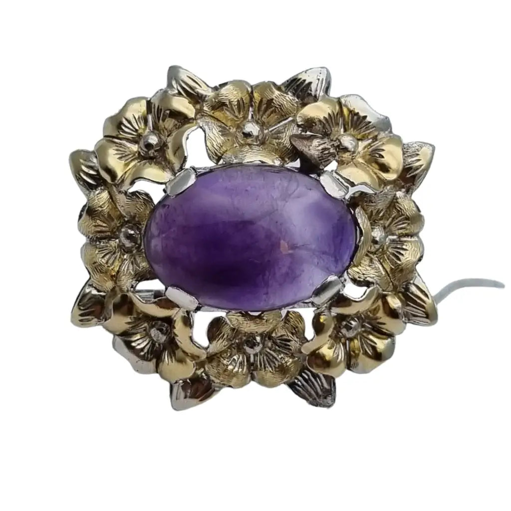 Broches vintage art deco para mujer broche de plata flores amatista