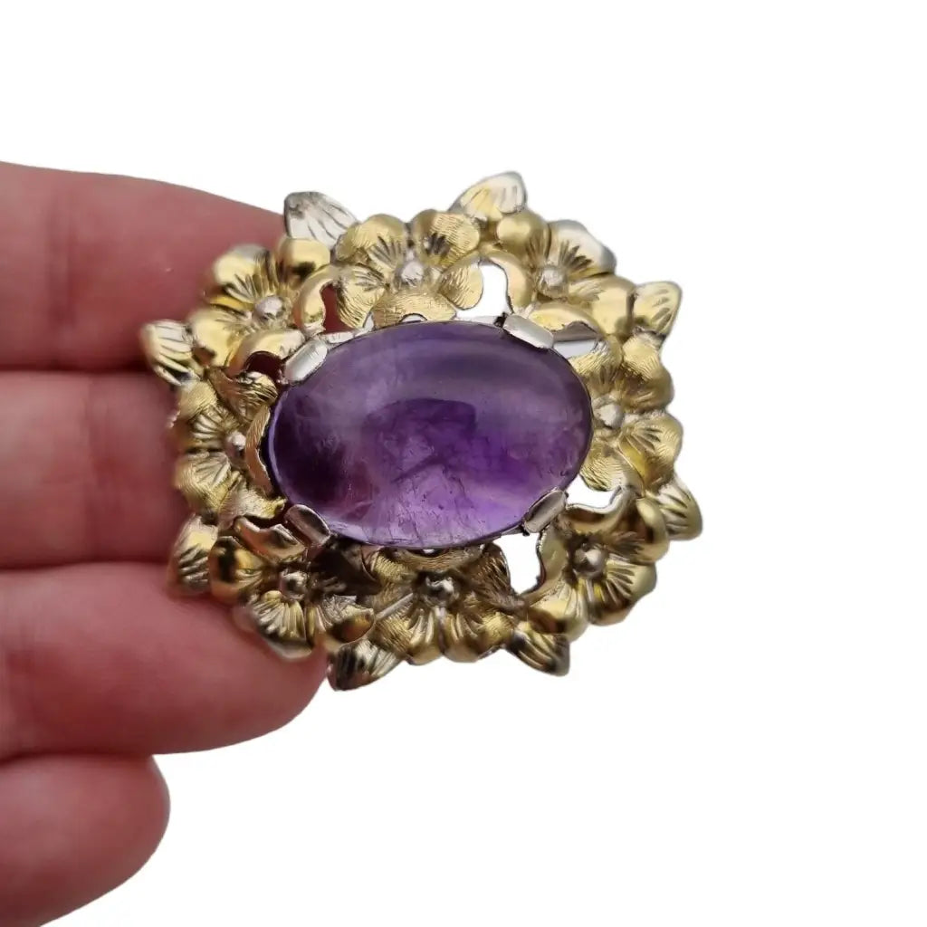 Broches vintage art deco para mujer broche de plata flores amatista