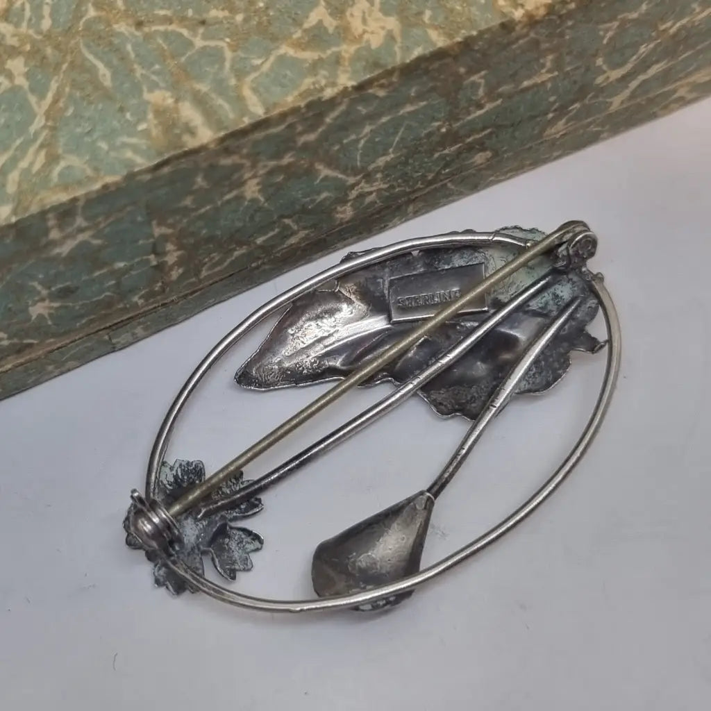 Broche vintage de plata broche flor diseño original. Años 60. Pin.