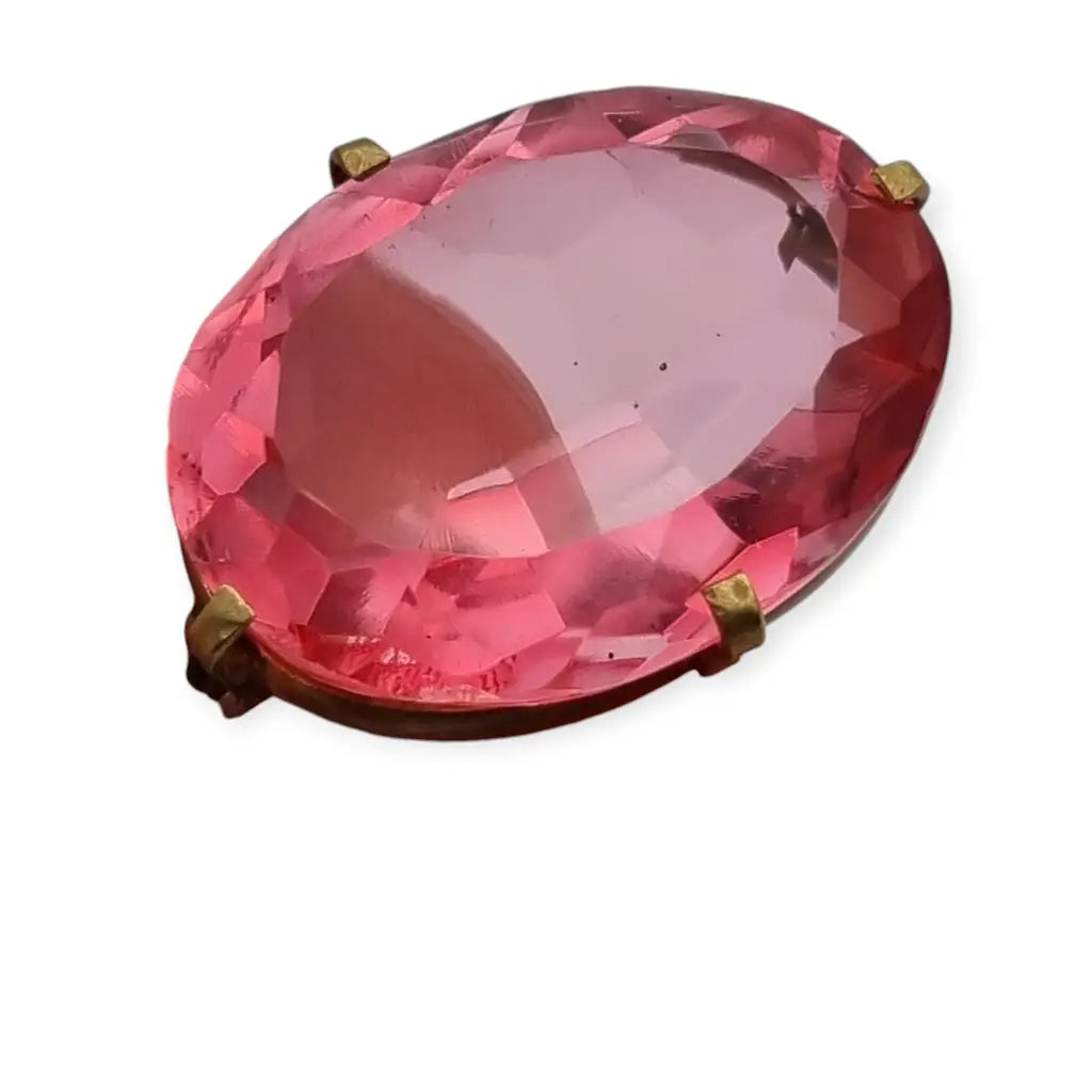 Broche vintage art decó de piedra rosa 1940-50 regalo ideal para mujeres.