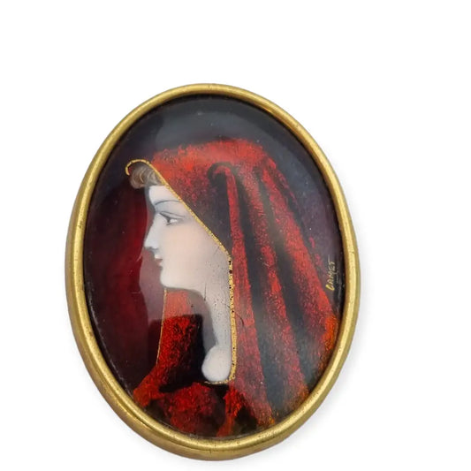 Broche victoriano de Santa Fabiola firmado CAMET joya colección 1900.