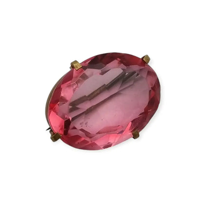 Broche vintage art decó de piedra rosa 1940-50 regalo ideal para mujeres.