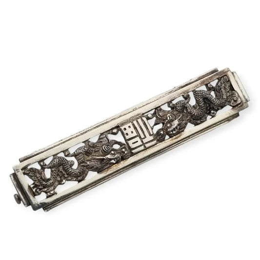 Antiguo Broche Dragón de plata joyería antigua china exportación
