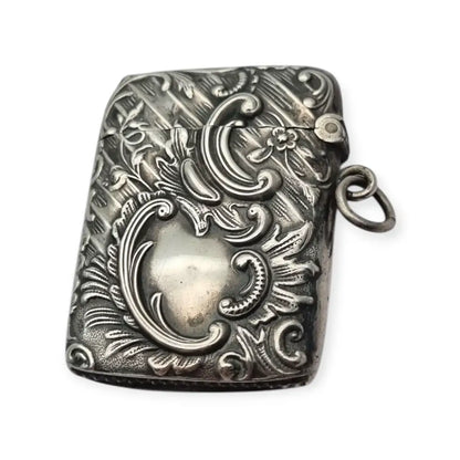 Caja antigua Vesta Art Nouveau en plata 800 repujada alemana sello Luna