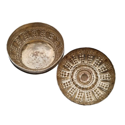 Caja de plata ley joyas orientales repujadas caja vintage con flores grabadas
