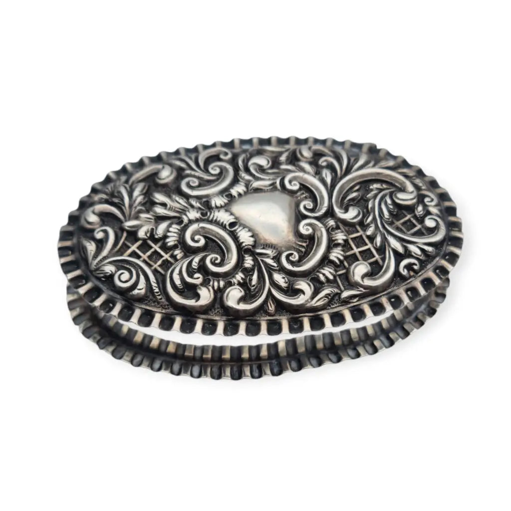 Caja ovalada victoriana en plata repujada Adie & Lovekin Ltd Birmingham 1900
