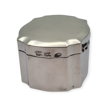 Caja en plata 800 con forma octogonal marcada “SERRA ROMA” diseño elegante