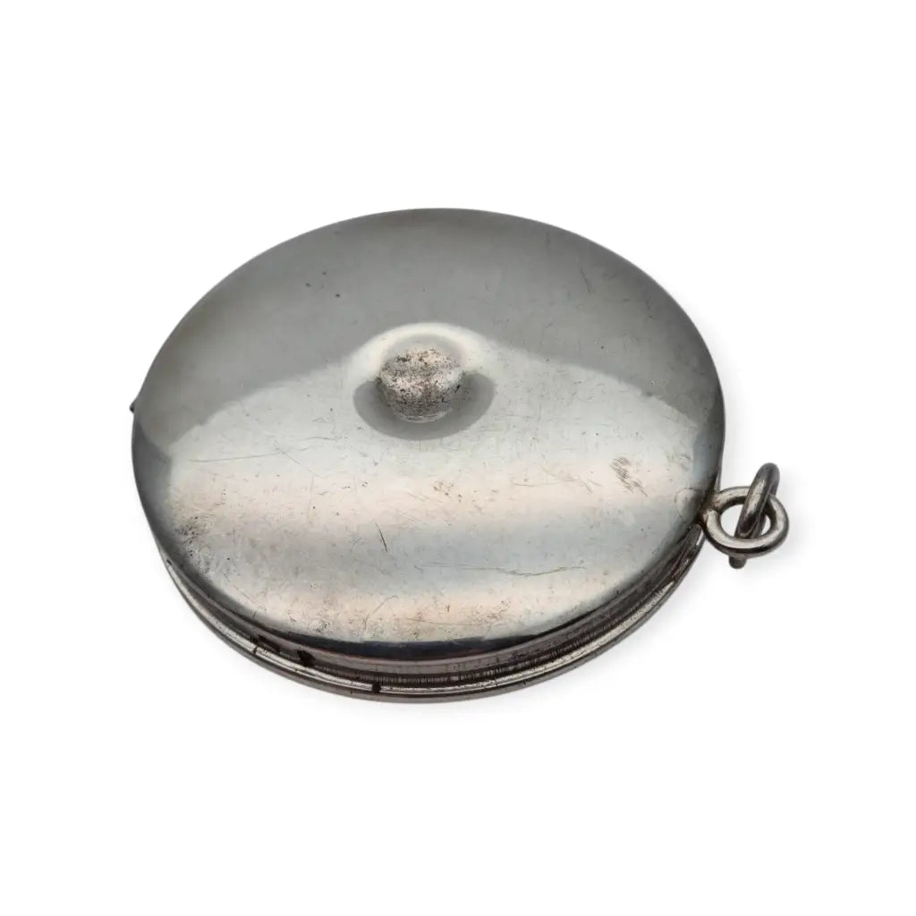 Caja porta viático antigua en plata 925 hostiario vintage con símbolo cristiano