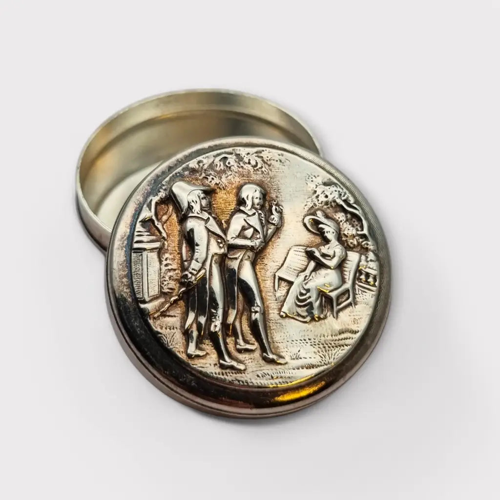 Caja romántica vintage de relieve neoclásico ideal para coleccionistas