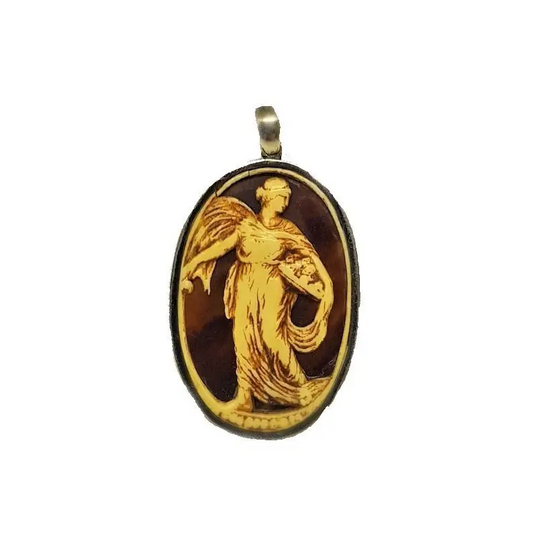 Camafeo Art Nouveau de la escena romana Medalla modernista plata alrededor